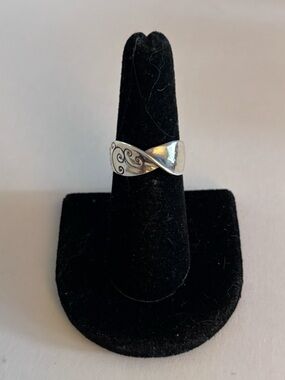 Brighton Size7  Sterling Silver 925 Shiny Etched Swirl Band Ring Retired Rare